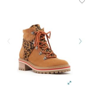 Keida Leopard Print Calf Hair Trim Hiking Boot